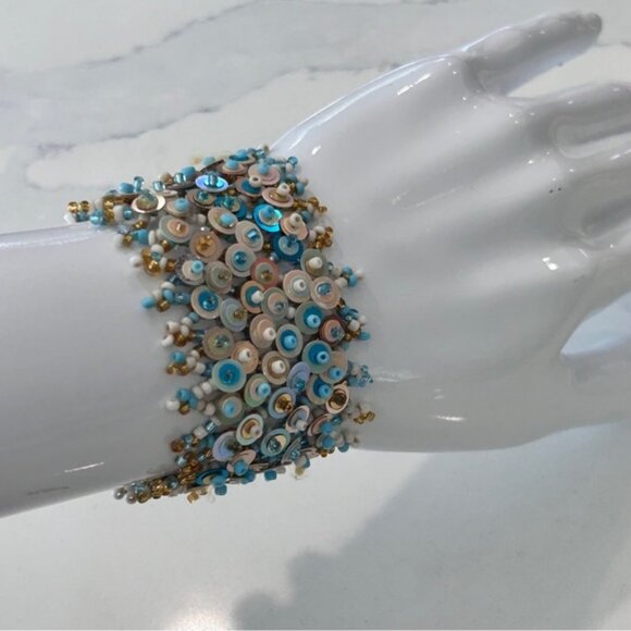 Handmade Boho Gypsy Bead and Sequins Wristlet - Picture 5 of 10